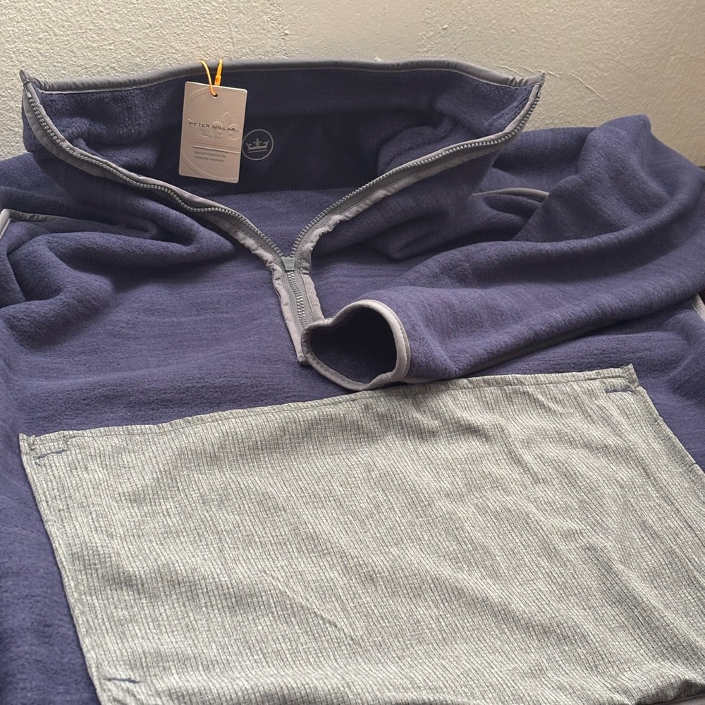Peter Millar Men's Navy Zip-Up Crown Sport Fleece Sweater - Picture 8 of 10